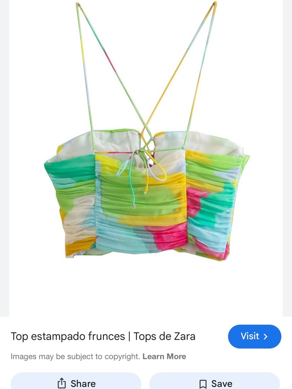 Zara Multicolor Lace-Up Bandeau Crop Top - Picture 3 of 5